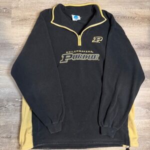 Purdue Boilermakers NCAA Quarter Zip Fleece Pullover Black Gold Mens XL